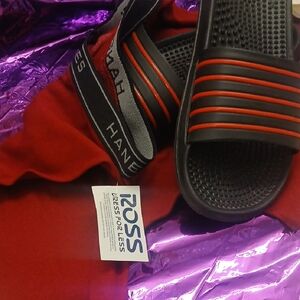 Red and Black Slide Sandals